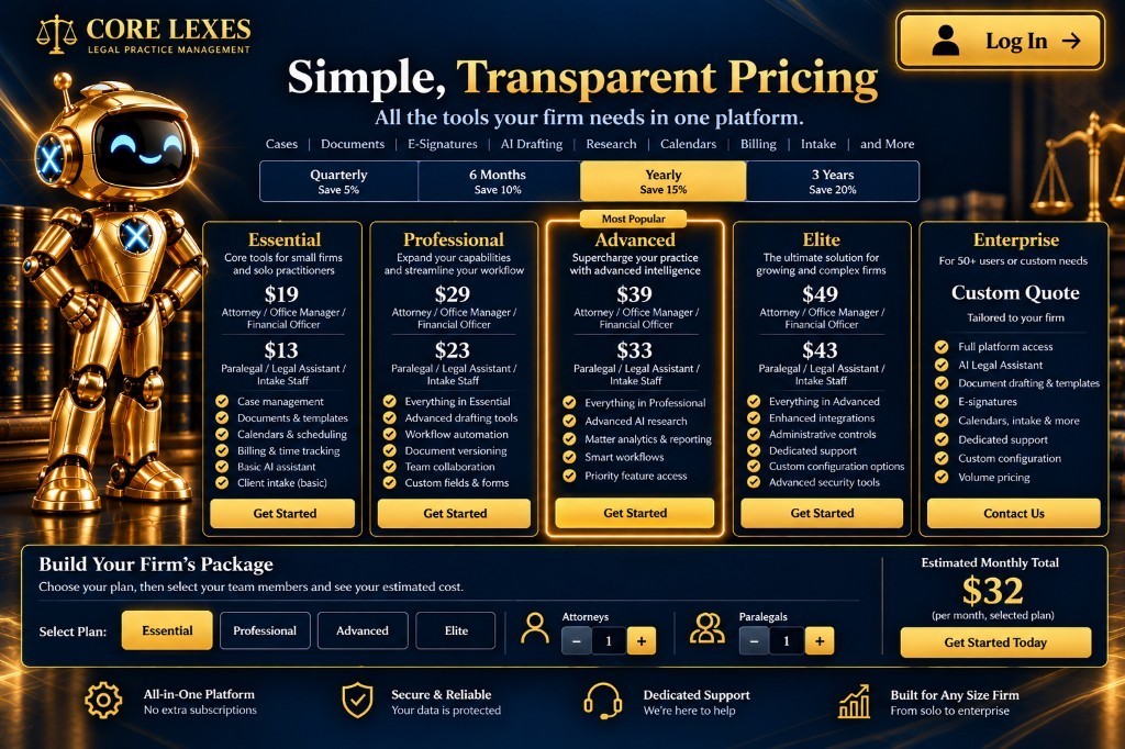 Core Lexes pricing — Simple, Transparent Pricing